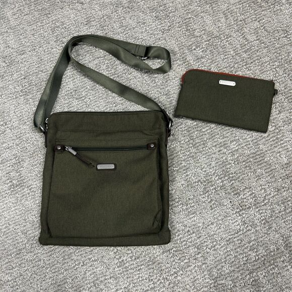 Baggallini Go Bagg Crossbody Purse Shoulder Bag Olive Green+ Wallet Pockets - Picture 1 of 11